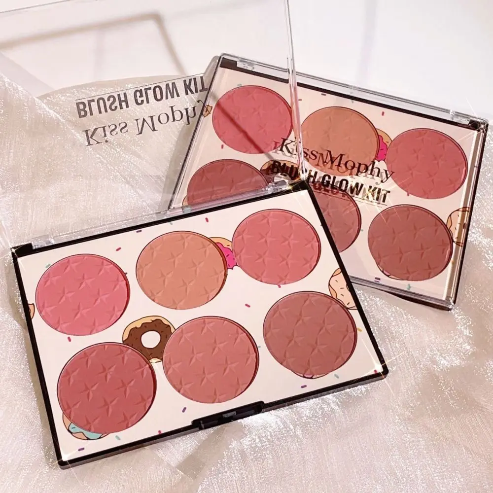 Creative Waterproof Powder Blusher Brightening Effect Long-lasting Matte Blush Blendable 6 Colors Makeup Palette Face Makeup