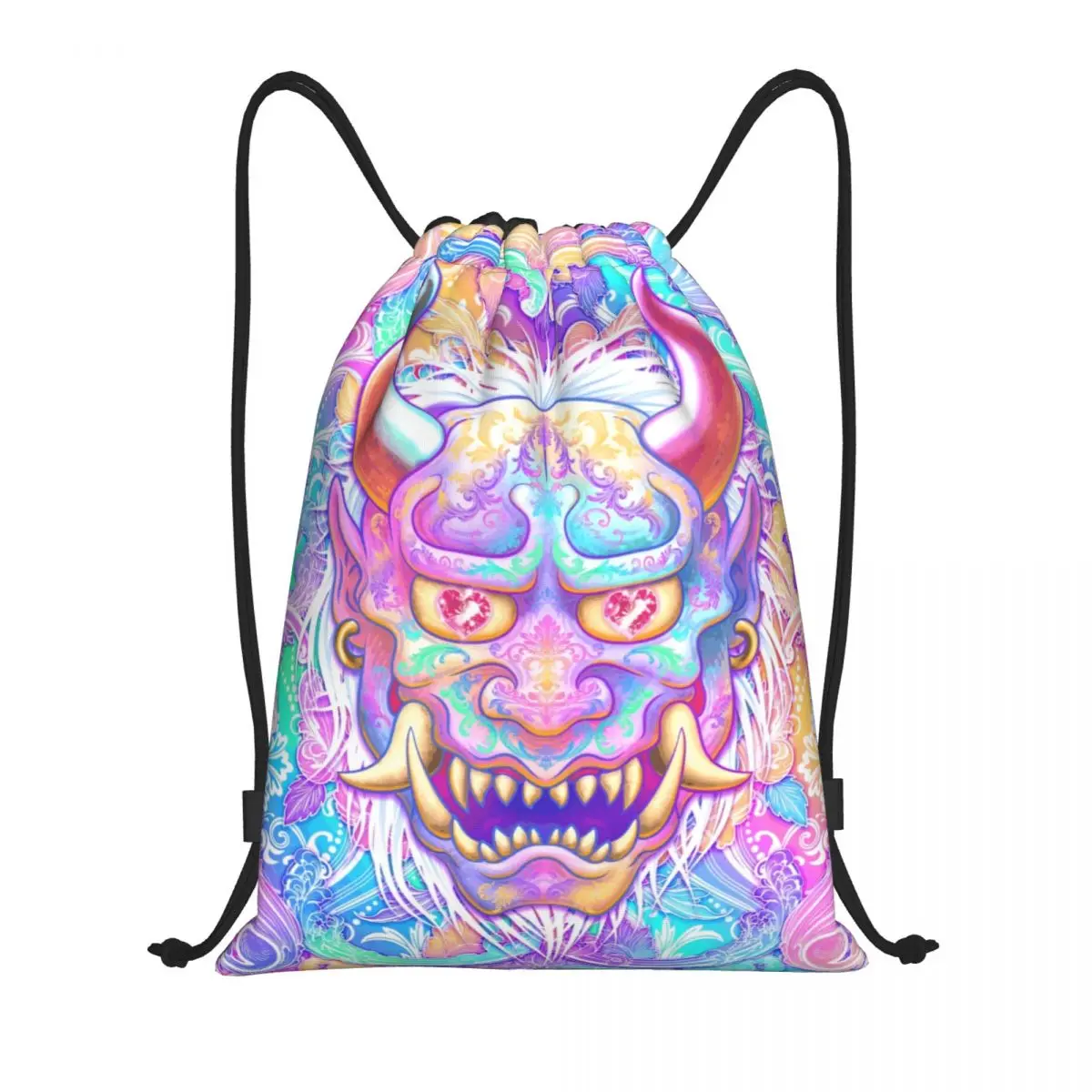 Harajuku Oni Japan Samurai Demon Drawstring Backpack Sports Gym Bag for Women Men Shopping Sackpack