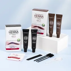 1set Henna Eyelash Brow Dye Tint 15 Min Fast Drying Cream Brow Professional Lash Eyebrow Dye Tint Semi Permanent Eyebrow Makeup