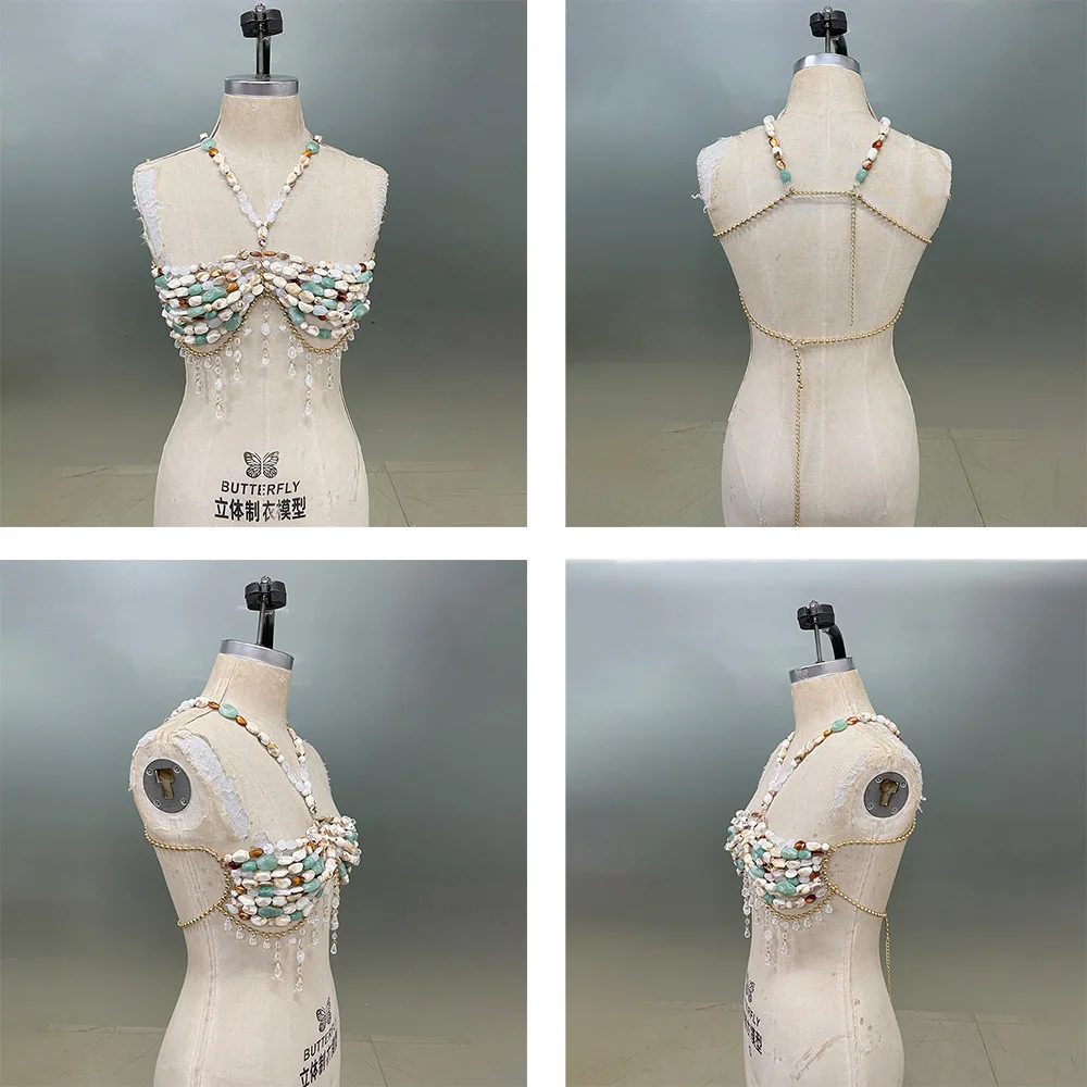اليدوية مطرز سلسلة مثير حمالة سترة غير النظامية الأحجار الكريمة الجسم مجوهرات المرأة سترة حمالة قمة الإكسسوارات العصرية
