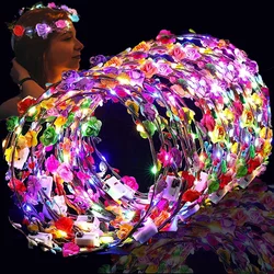 LED Glowing Garland  Women Garland Headband Luminous Hair Garland Hairband Crown Flower Wedding Party Wreath Light Decoration