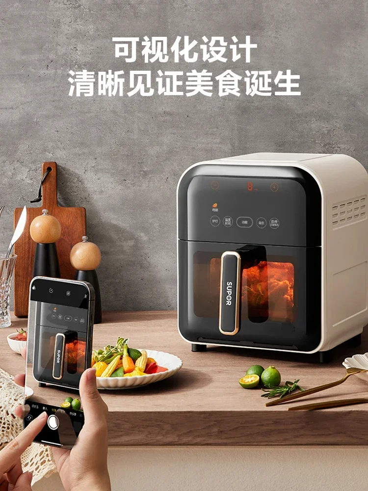 220V Multifunctional Air Fryer with Color Screen, 5L Large Capacity Home Electric Fryer, No Need to Flip