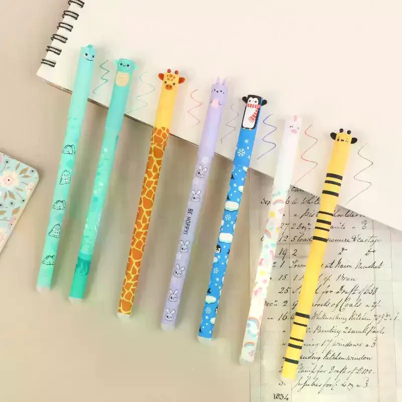 

Набор из 7 гелевых ручек с ластиком, 0.5 мм, с цветными стержнями, в виде животных (пчела, кролик, жираф), для письма, школьные принадлежности