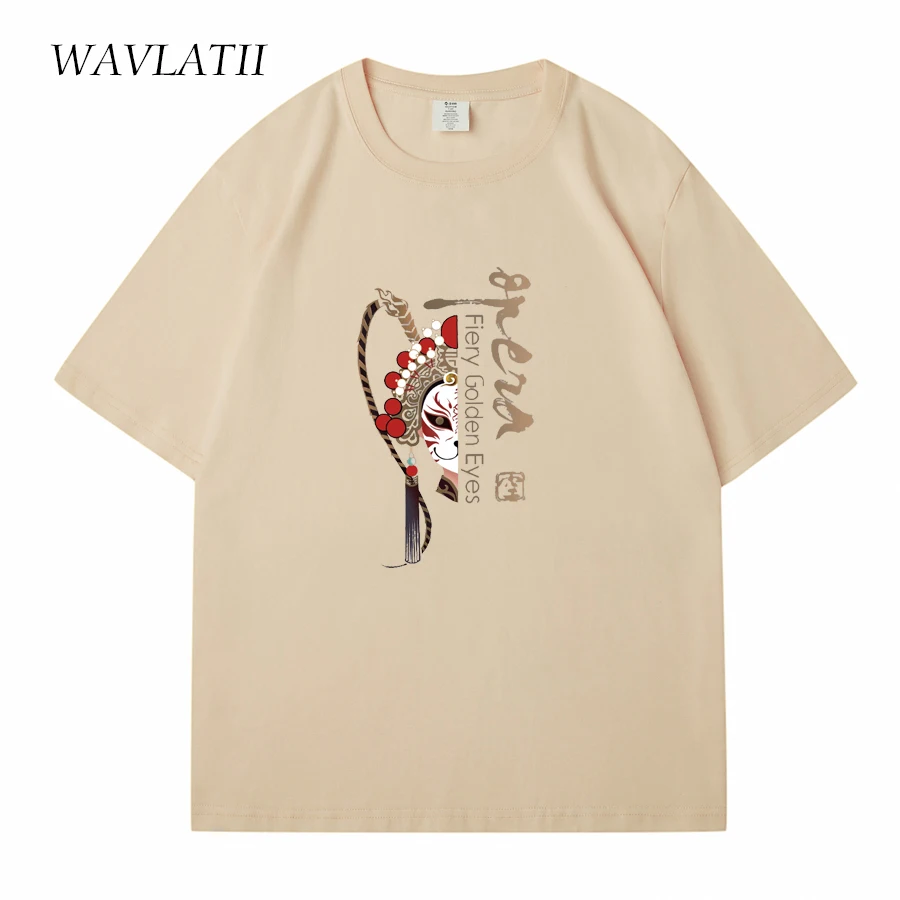 WAVLATII Unisex Brand New Opera Printed Black T shirts Women Cool 100% Cotton Streetwear Short Sleeve Tee Tops for Summer WT2315