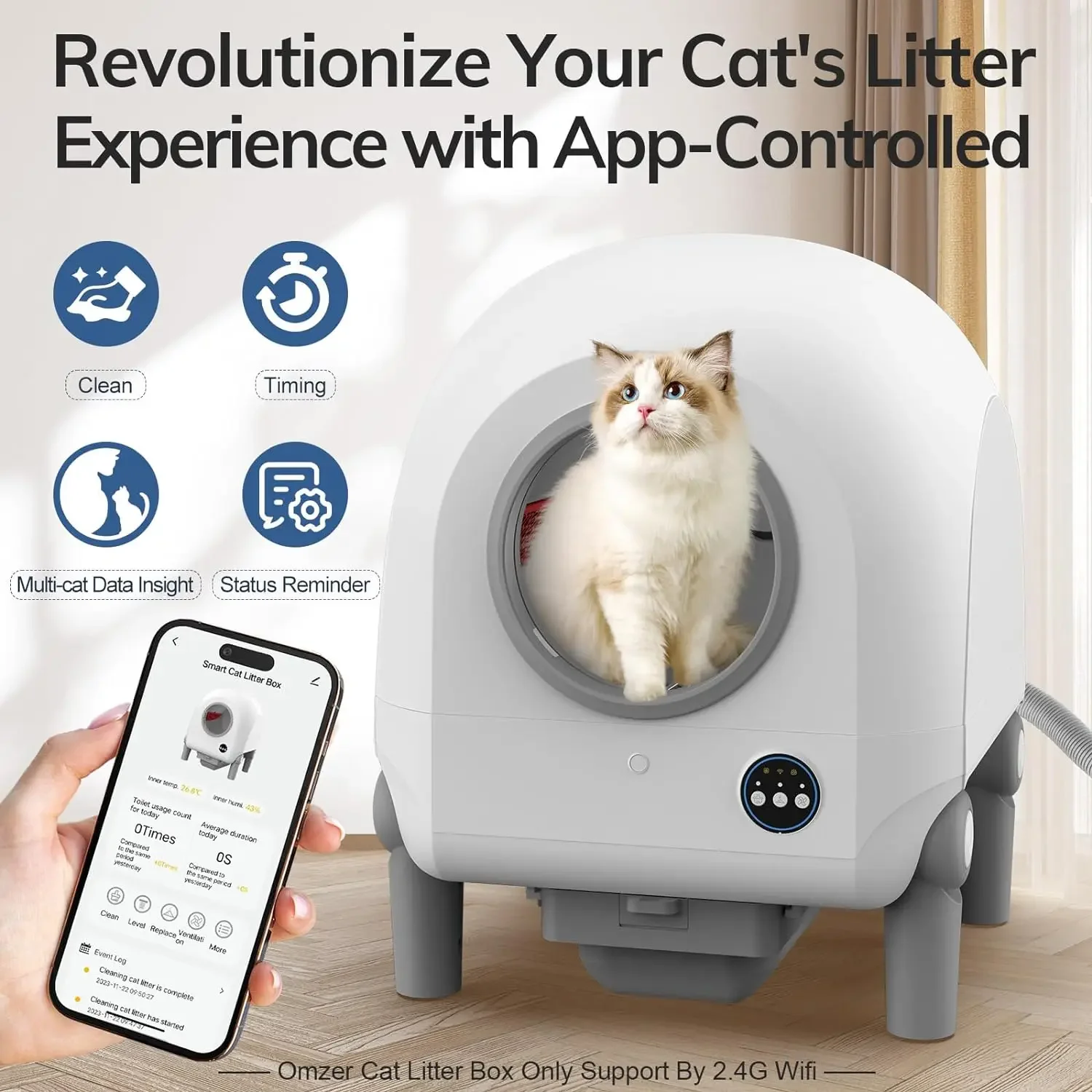 Automatic Cat Box Extra Large Wifi Self Cleaning Enclosed Intelligent Automatic Cat Toilet Smart Cat Liitter Box