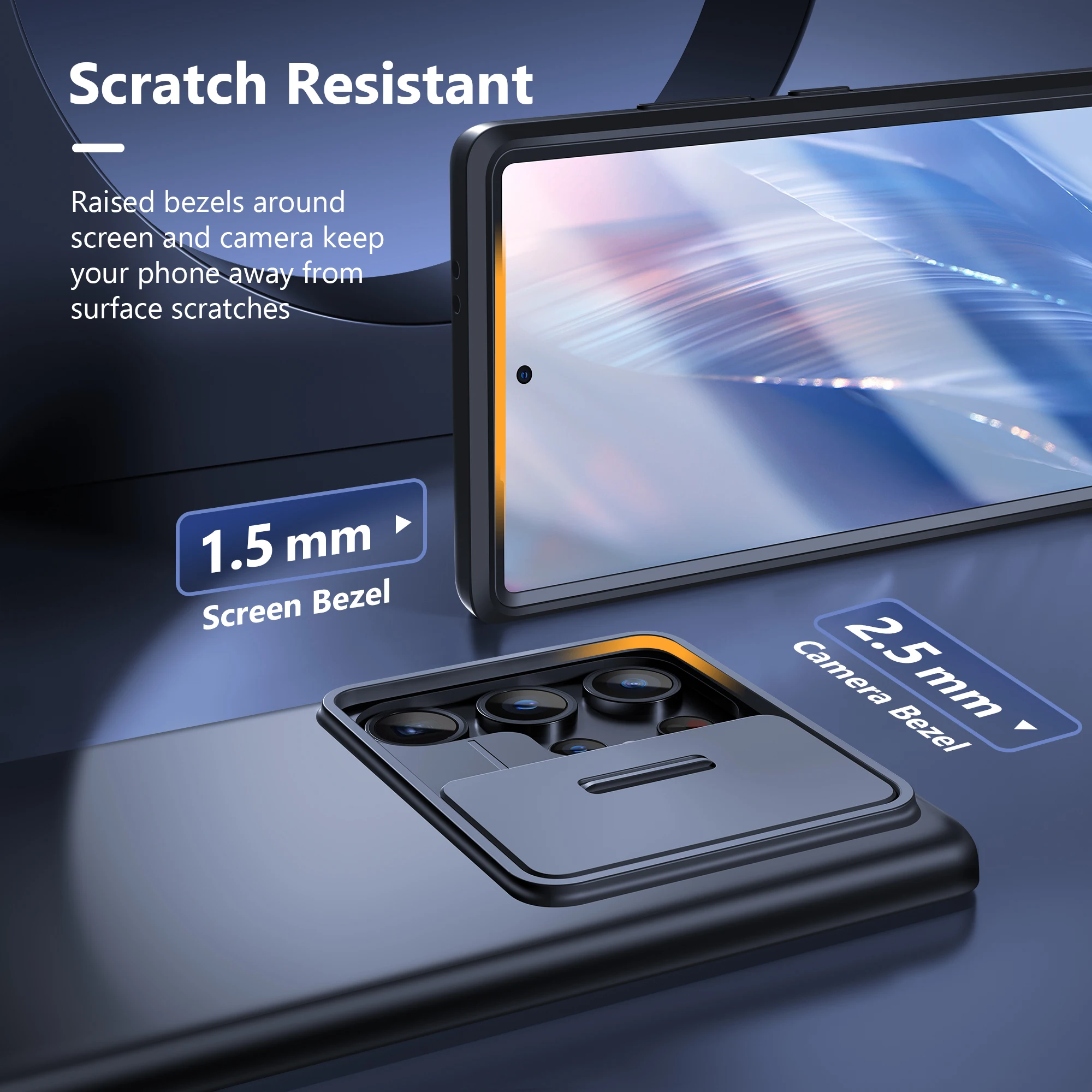 For Samsung Galaxy S24 ultra phone case with slide camera cover, screen protector, military shockproof protection, slim, matte