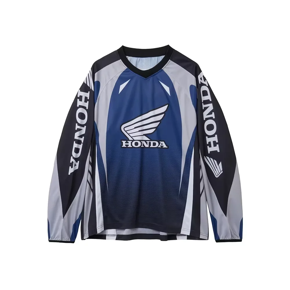 Sommer 2026 Blaues Familien-Set Langarm-Renn-Motocross-Oberteil, Oversized, Atmungsaktiv, Lässiges Sport-Top für Männer und Frauen – Detail 7