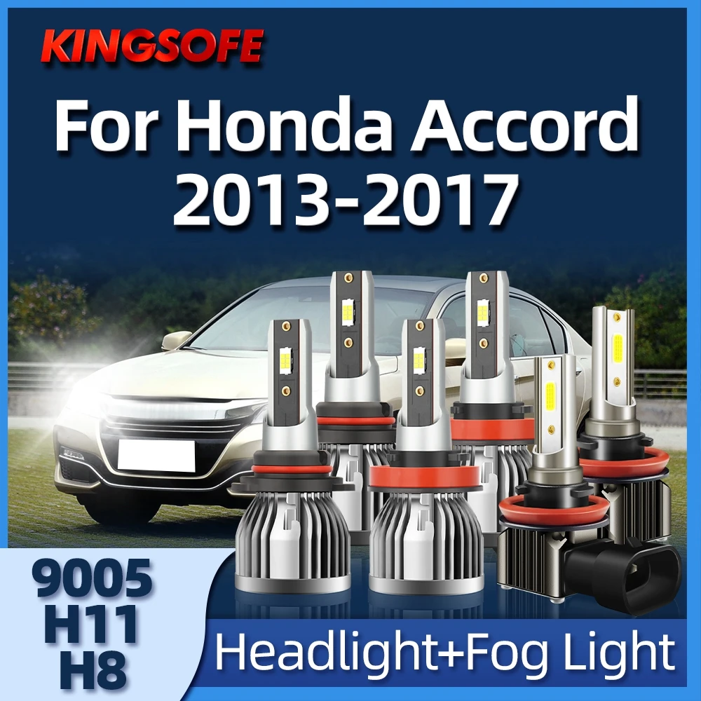 

KINGSOFE 2/6Pcs LED Headlight High Low Beam Fog Lamp 9005 H11 H8 6000K Car Light Fit For Honda Accord 2013 2014 2015 2016 2017