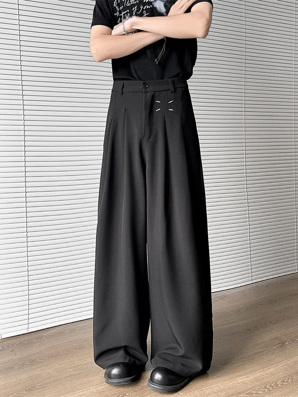 

Мужские брюки-палаццо в американском стиле, плиссированные, повседневные, свободного кроя, для подростков, весна-осень, модные, в стиле Cleanfit