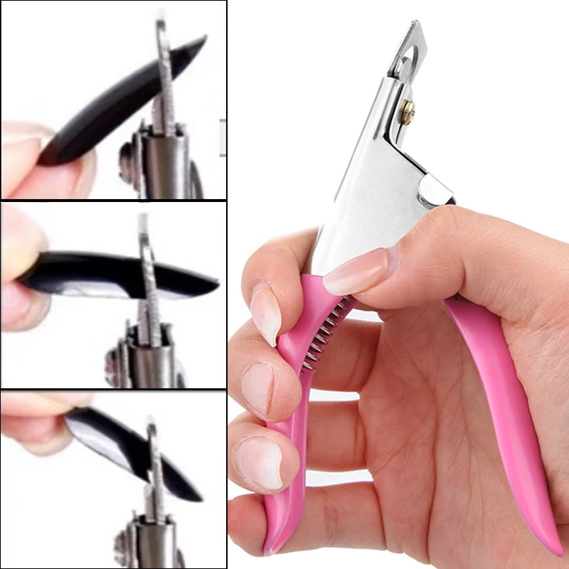 Edelstahl Nägel Clipper Acryl falsche Nagels pitzen Cutter U-förmige Nägel Schere Trimmer profession elle Maniküre Salon Werkzeuge