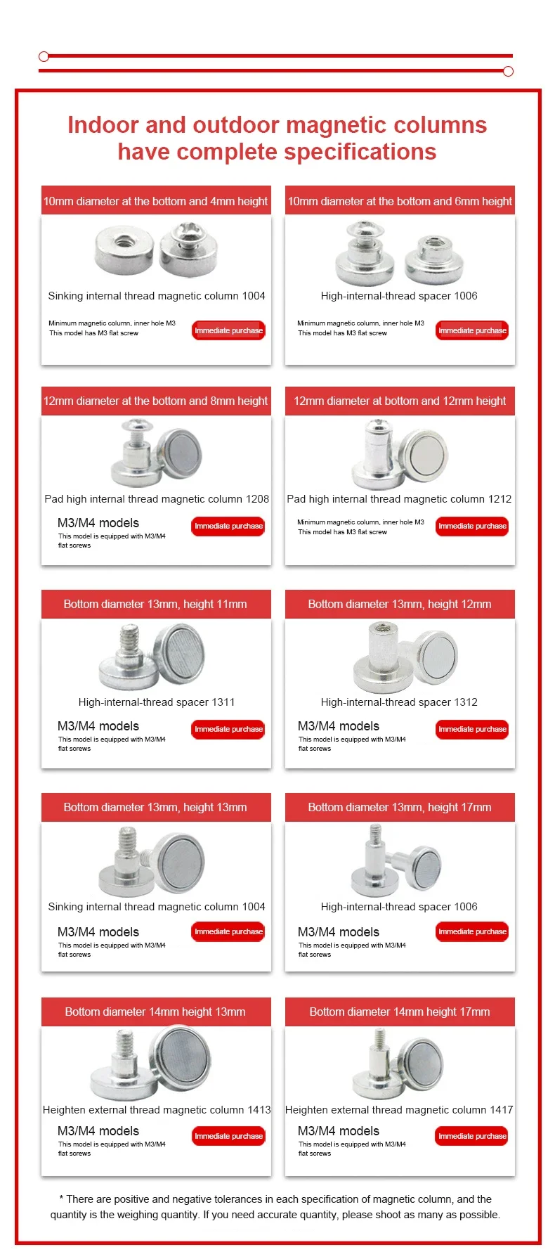 10 ~ 100 stücke 1317-M3/M4 Außerhalb Gewinde Magnet Schraube Led-anzeige Modul Magnetische Schraube Magnet Schrauben Für Indoor led-anzeige Module – Detail 1