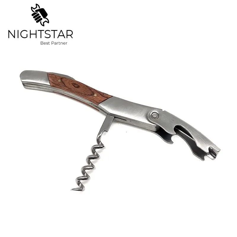 

Stainless Steel Bottle Opener Red Wine Corkscrew Beer Bottle Can Remover Cutter for Kitchen Tools Bar /Wood Handle Creative