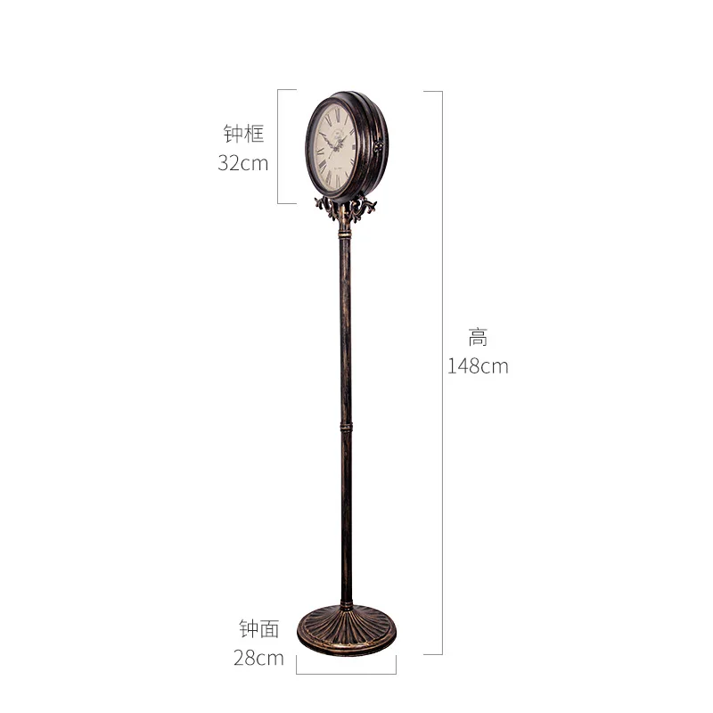 American retro large living room silent floor clock antique villa standing nostalgic clock ground clock quartz cl