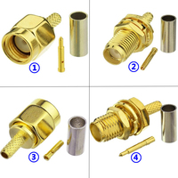 JX(JX) 10pcs SMA Male Crimp plug connector for RG316 RG174 LMR100 cable SMA Female Crimp fast ship