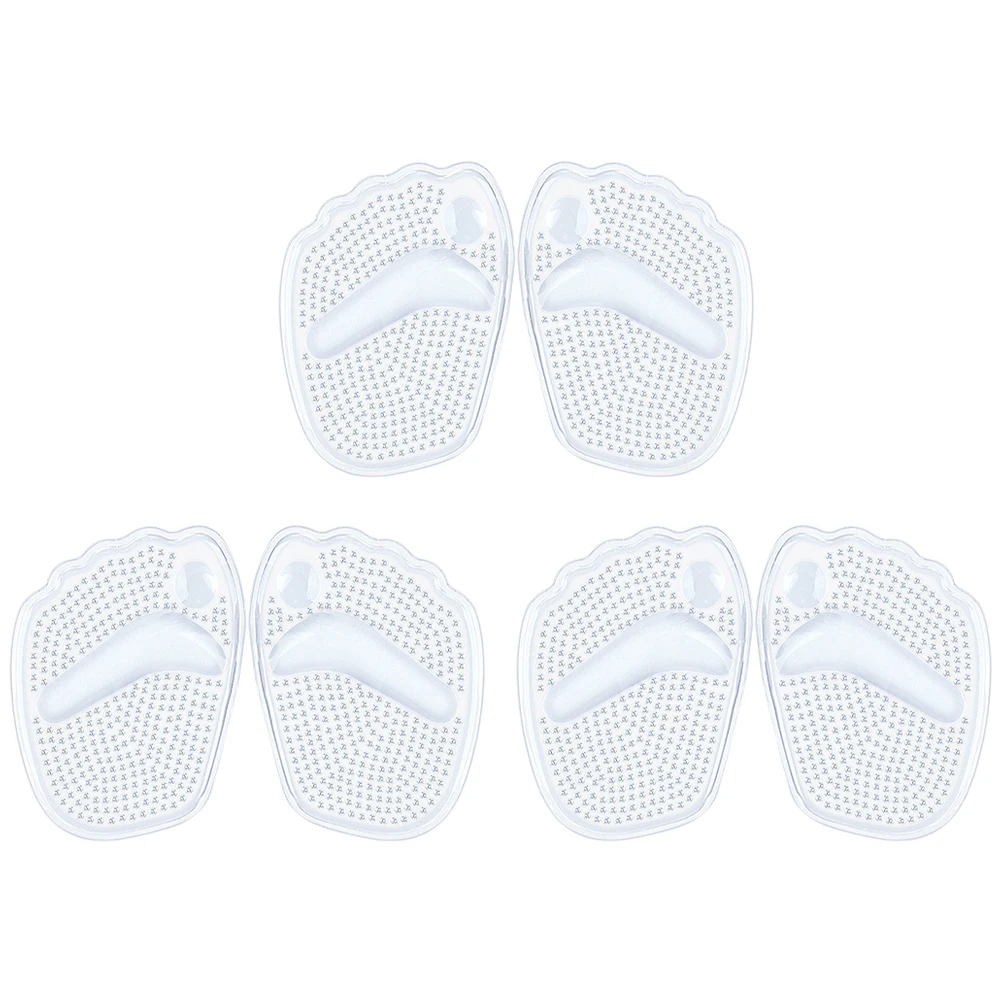 

3 Pairs Transparent Non-slip Forefoot Gel Pads Self-adhesive Half Insoles High Heels Shock-absorption Women Shoes Foot Care