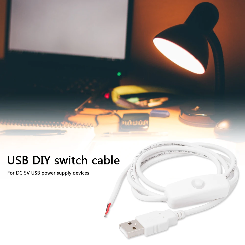 1 متر USB كابل إمداد الطاقة المهنية 2 سلك USB 2.0 ذكر تمديد الحبل DIY بها بنفسك مع تشغيل/إيقاف التبديل الكابلات الرقمية #3