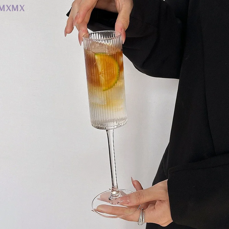 Immagine 5: Calice di plastica trasparente a strisce da 175 ml Bicchiere da vino infrangibile Tazza da champagne da cocktail di lusso per bicchieri da festa
