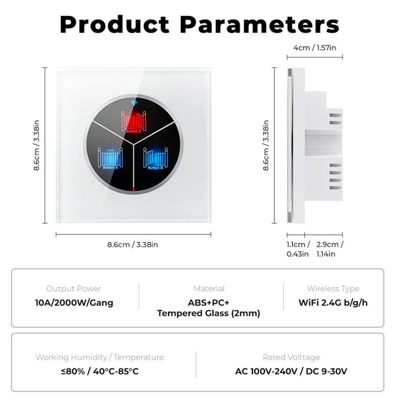 Wifi Smart Wall Touch Switch Wireless Automatic Garage Door Switch For Automatic Gate Opener