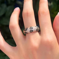 BeaQueen Luxury Dubai Leopard Cubic Zirconia Micro Pave Adjustable Rings for Women Wedding Engagement Finger Jewelry Gifts R106