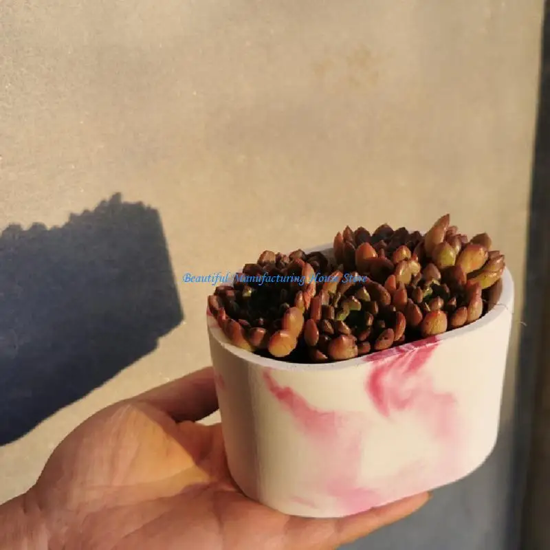 E56A Resin Silicone Mold Small Oval Double-layer Flowerpot Mold Suitable for Diy Crafts Plant Container Home Decoration