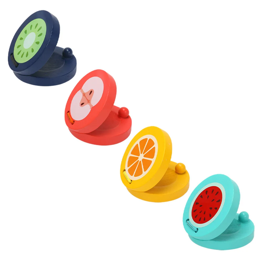

4pcs Wooden Fruit Clappers Kids Castanet Music For Toddlers Rhythm Instruments Hand Percussion Playthings Preschool Learning