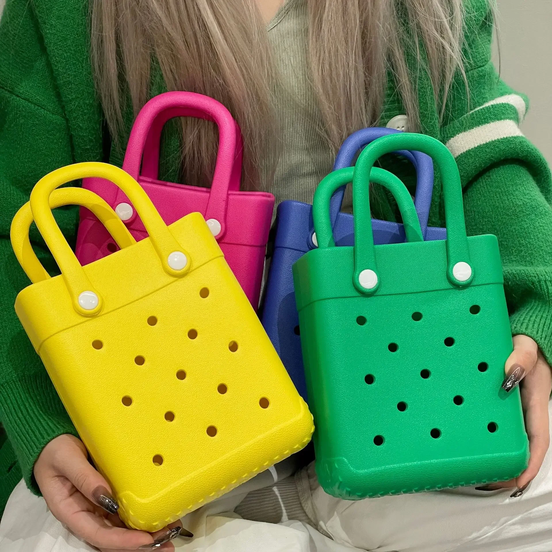 

EVA Waterproof Mini Beach Tote Bag Travel Bags Sandproof Small Size Handbag for Sports Gym Travel Market Outdoor