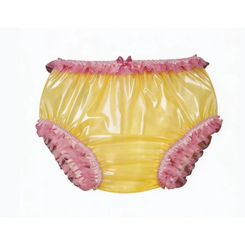 Slip in PVC trasparente a vita alta taglie forti con finiture in pizzo, ultra morbido, silenzioso, setoso, sottile, intimo in plastica, sexy, confortevole, traspirante, per tutti i giorni