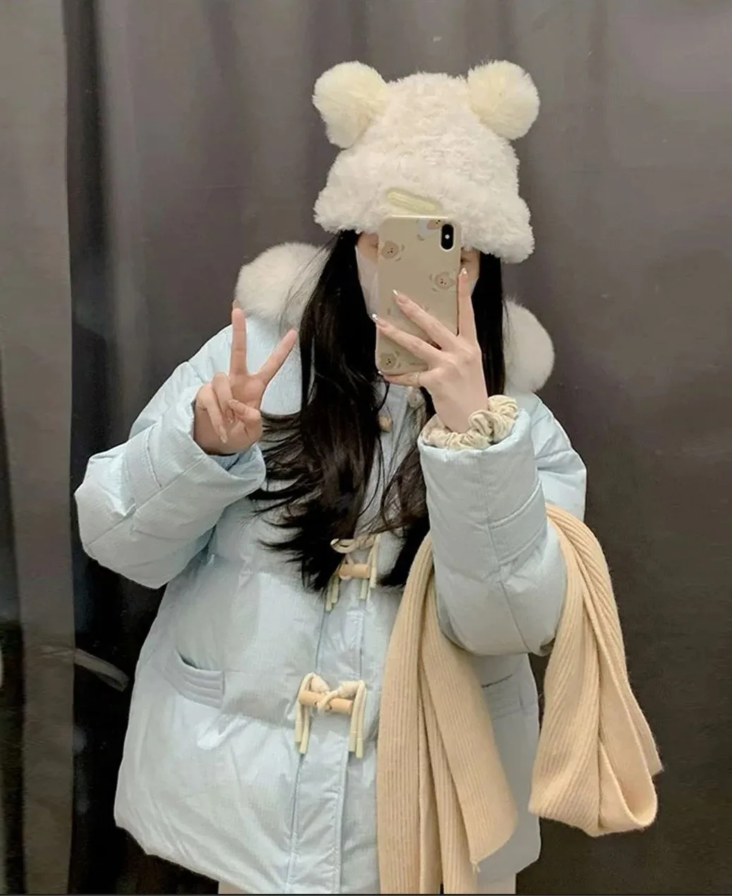 

Puffer Parkas Womens Quilted Padded Polka Champagne Metal Thread Rainbow Turn Down Grid Bow Bio Cotton Fur Collar Wash Free Vibe