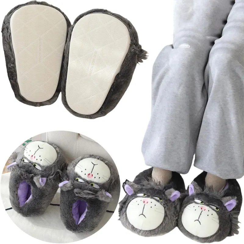 

Люцифер Диснея ‌ Зимние плюшевые тапочки для женщин, теплая хлопковая домашняя нескользящая домашняя удобная обувь на меху с милым рисунком аниме