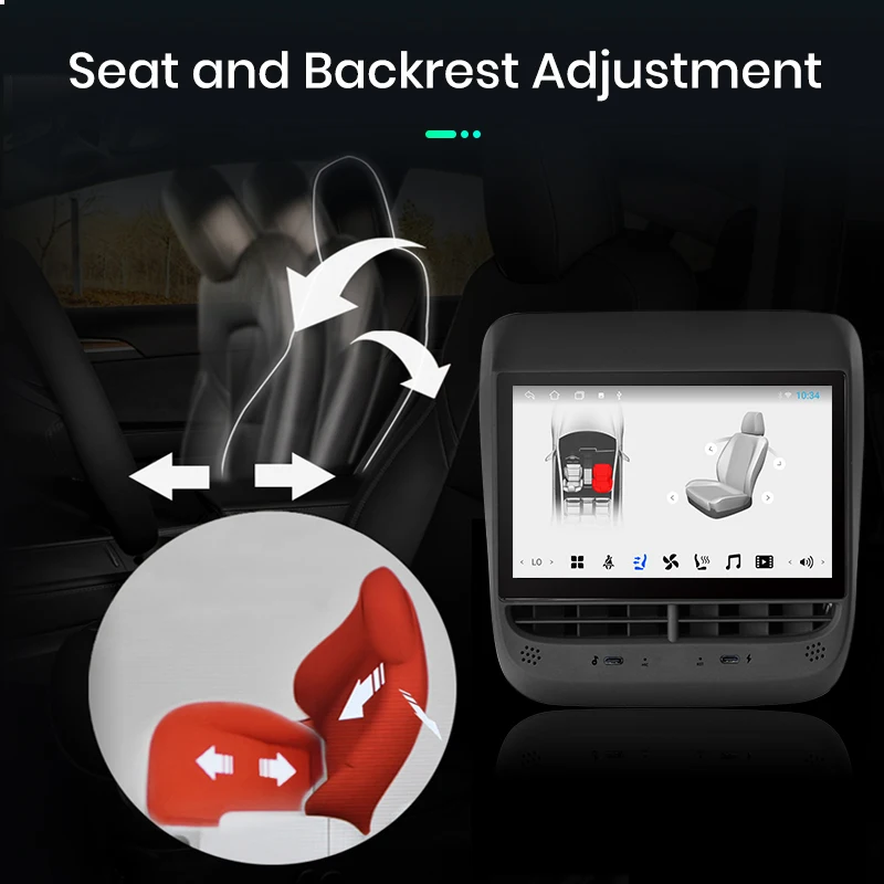 راديو السيارة التلقائي Junsun Android CarPlay لـ Tesla Model 3 2017-2023 Model Y 2019-2024 عرض الترفيه الخلفي والتحكم في المناخ