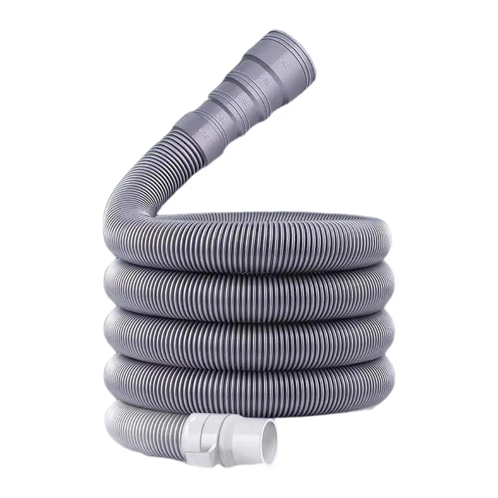 RV Washing Machine Drain Hose Extension Pipe Flexible Water Discharge Tube 100-400cm Heavy Duty EVA PE Grey Waste Pipe