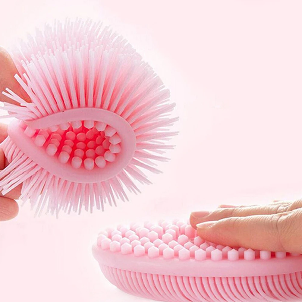 

2 pcs Brush Stretchy Bath Scrubber Pearlescent Silicone Kids Body Cleanser Spa Relaxation Aid