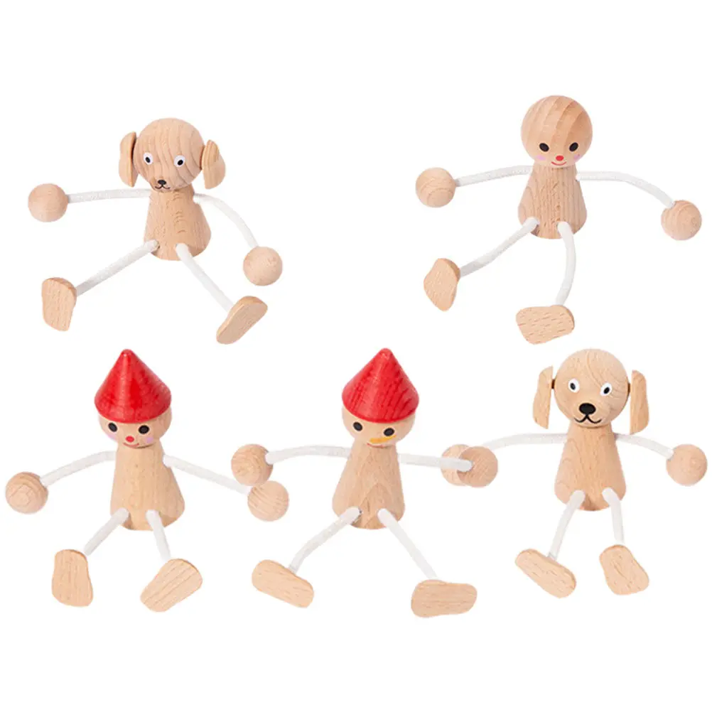 

5Pcs Wooden Peg Natural High-Grade Wood DIY Craft Kit for Kids Hand-Eye Coordination Classroom Home Decor Wooden Animal