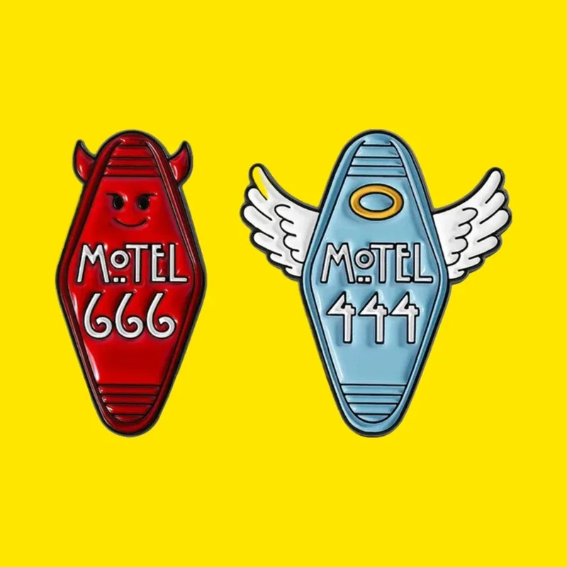Pines Creative Movie Angel Demon Coffin Brooch Personalized Motor Digital Badge Accessory Enamel Pins Metal Badges for Clothes