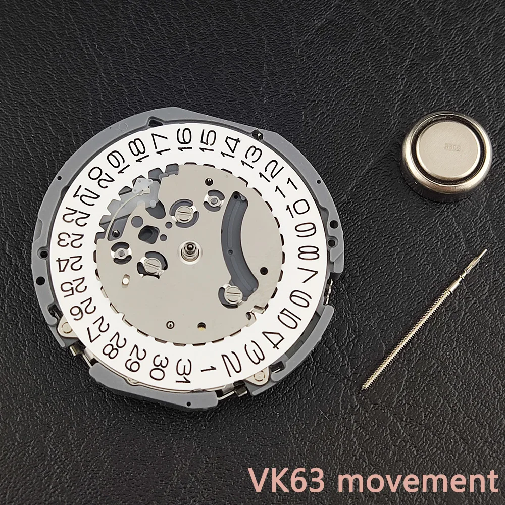حركة ساعة كوارتز VK63 اليابانية ، رمز توقيت الساعة 3 ، أداة إصلاح ، أبيض وأسود ، مناسبة لـ VK63