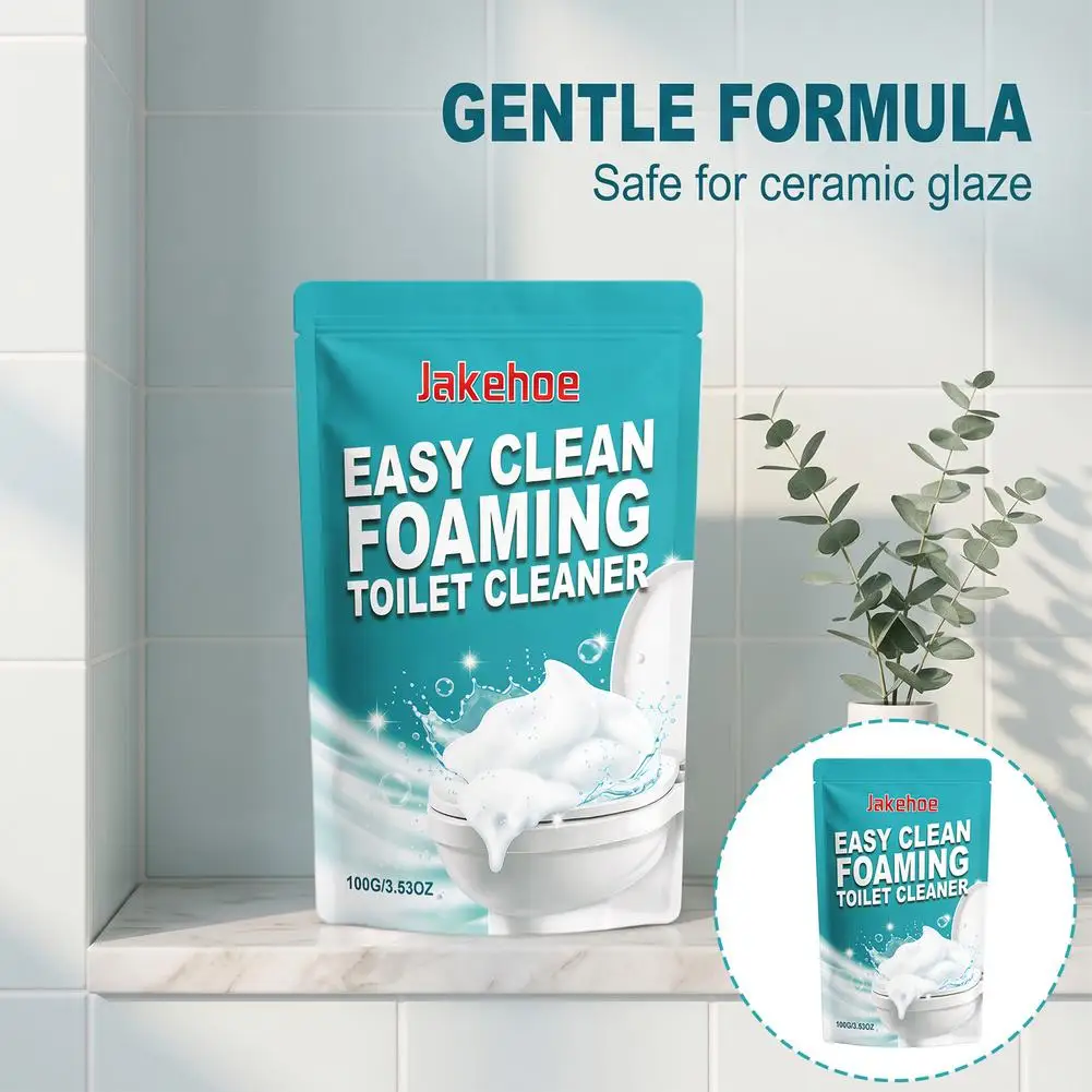 Foaming Toilet Bowl Cleaner Powder 100g Fast Stain Remover Limescale Descaler Deodorizer Pipe Cleaning Powder for Bathroom