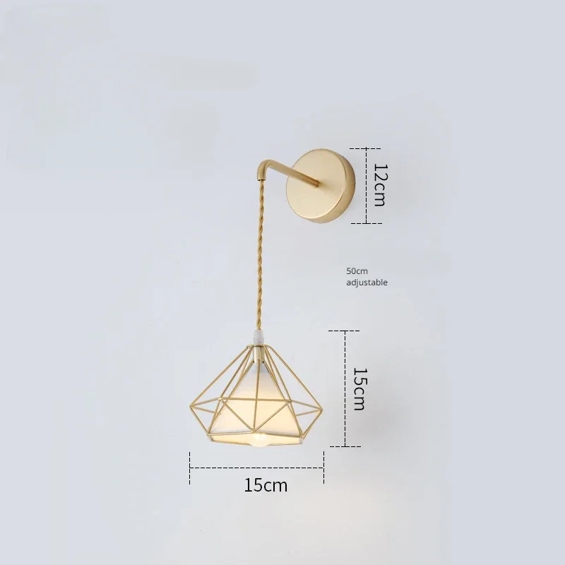 

Nordic wall decor Simple Modern Gold Personality Design Diamond Hanging Line Aisle Living Room Background Wall Light