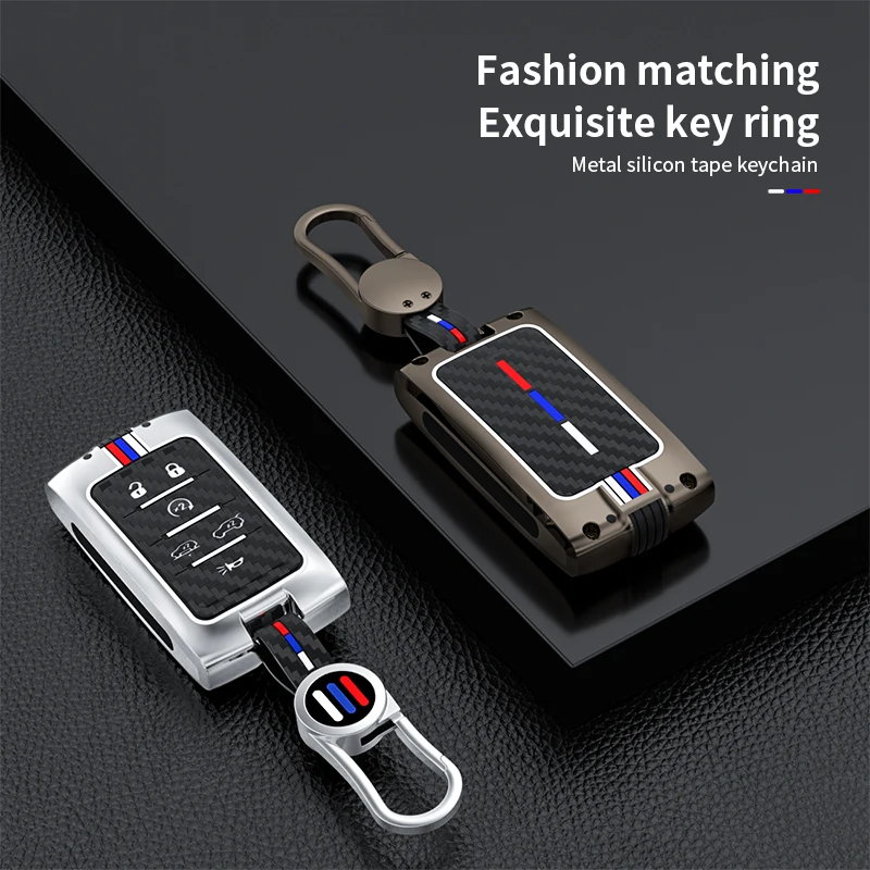 Zinc Alloy Car Key Cases Remote Fobs Protector Cover Keychain Holder For Jeep Grand Cherokee Wagoneer Obsidian II 2021 2022 2023