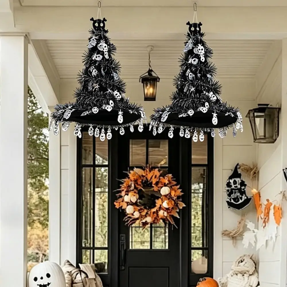 Halloween Party Supplies Reusable Festival Ornaments Halloween Witch Hat Pumpkin Decor Rain Curtain Door Hanging for Indoor