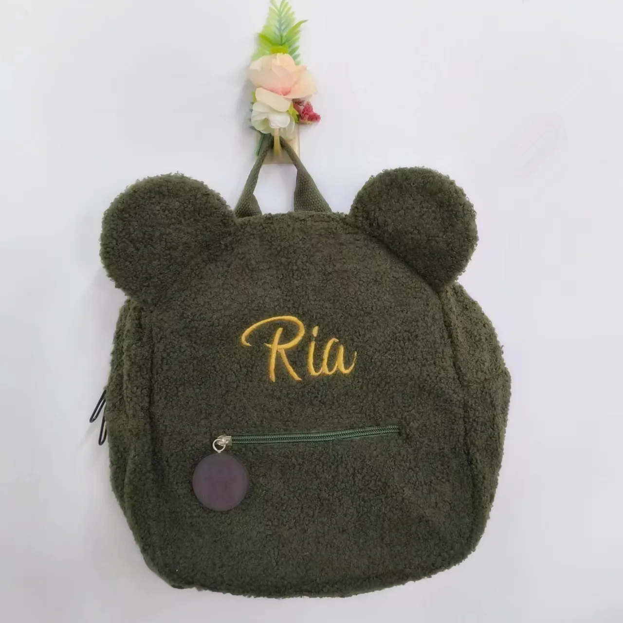 Personalized Embroidered Teddy Bear Backpack Custom Name Portable Children Travel Shopping Bag Rucksack Women\'s Shoulder Bag