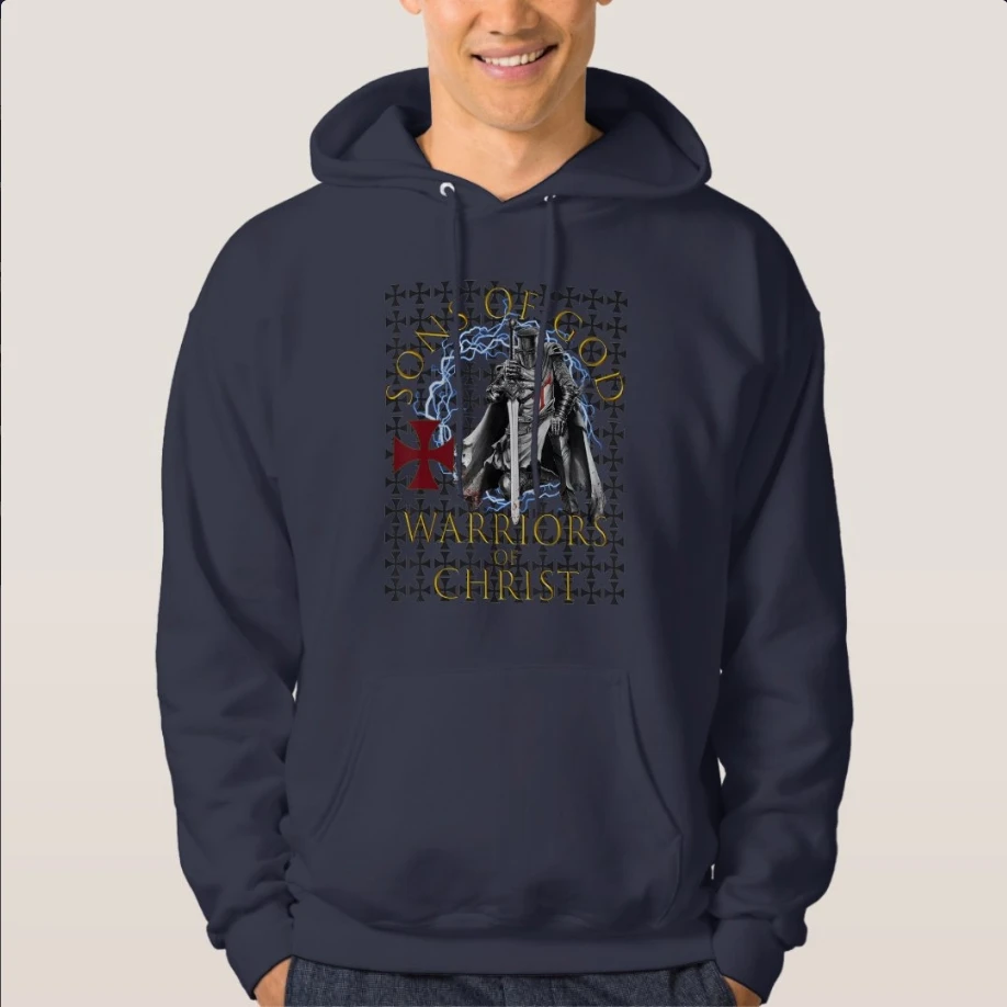 Sons of God Warriors of Christ Knights Templar Faith Pullover Hoodie 100% Cotton Comfortable Casual Mens Sweatshirt Streetwear