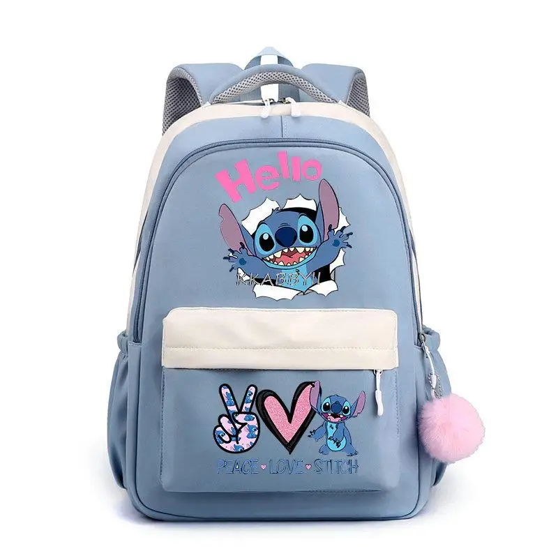 Lilo And Stitch School Backpack Travel Solid Color Backpack Teenager Girl Boys Laptop Multi-Function Backpack Mochila