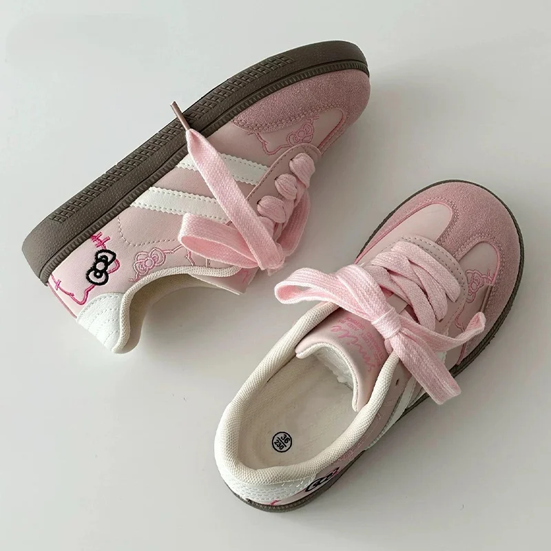 

Hello Kitty Embroidery Sneakers Casual Fashion Comfortable Classic Woman Shoes Lace Up Flats Tennis Shoe Breathable Sport Shoes