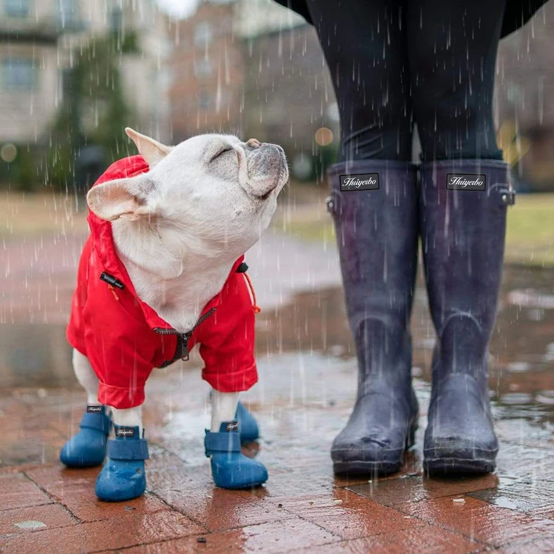 4Pcs Pet WaterProof Rainshoe Anti-slip Rubber Boot For Small Medium Large Dogs Cats Outdoor Shoe Dog Ankle Boots Pet Accessories