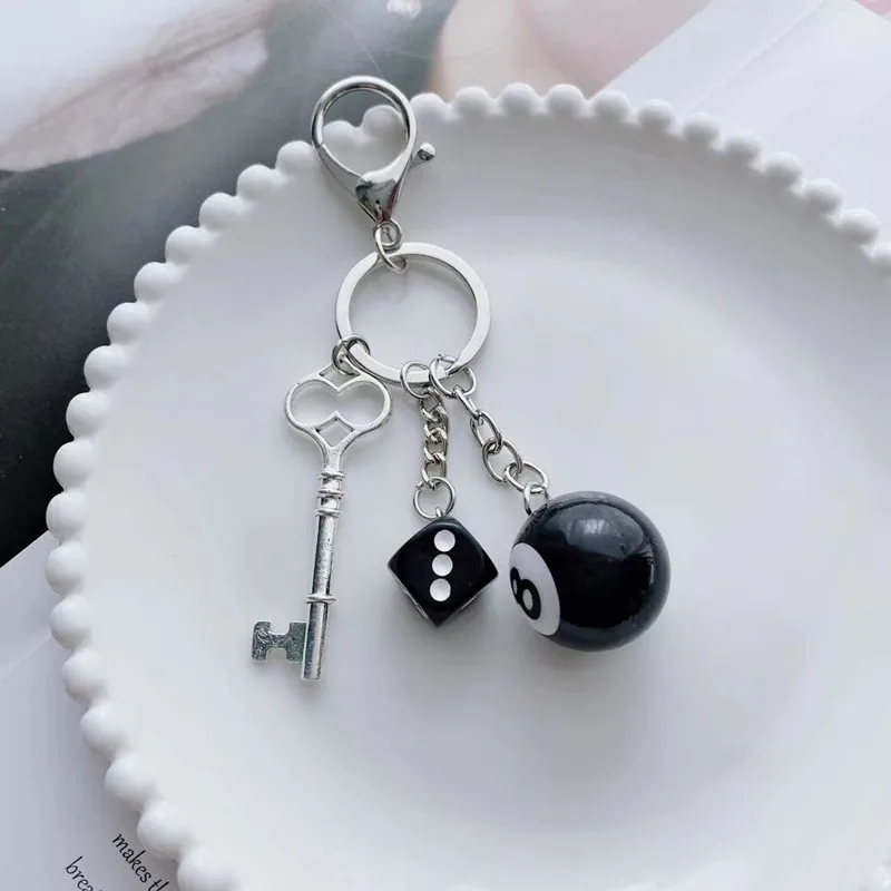 البلياردو الأسود رقم 8 المفاتيح الإبداعية اكسسوارات الديكور الجدول الكرة قلادة المفاتيح الصغيرة قلادة DIY بها بنفسك الهدايا الزخرفية الإكسسوارات #4