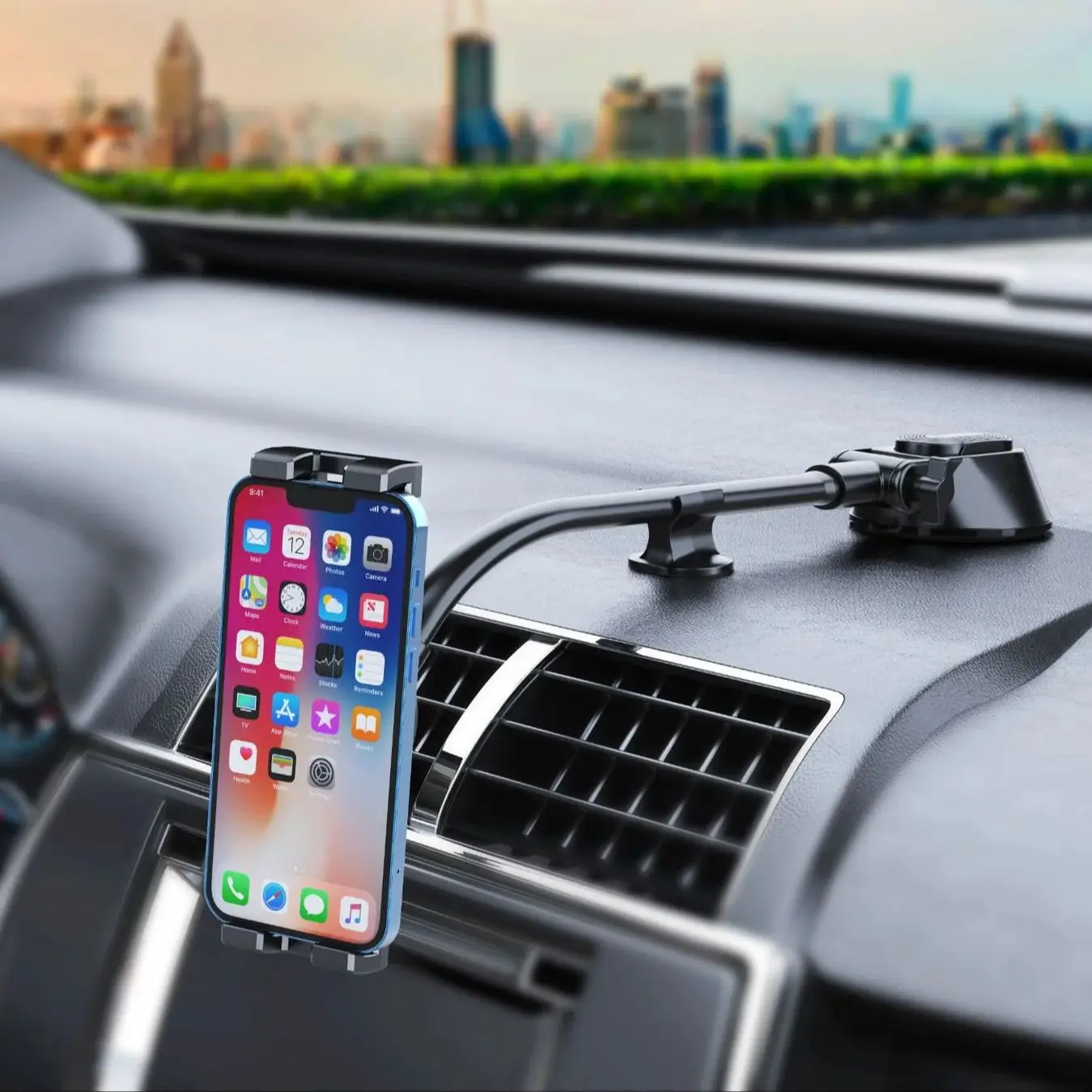 

360 Rotating Car Phone Holder Universal Windshield And Dashboard Mount Flexible Long Arm Bracket Dashboard Tablet Phone Holder