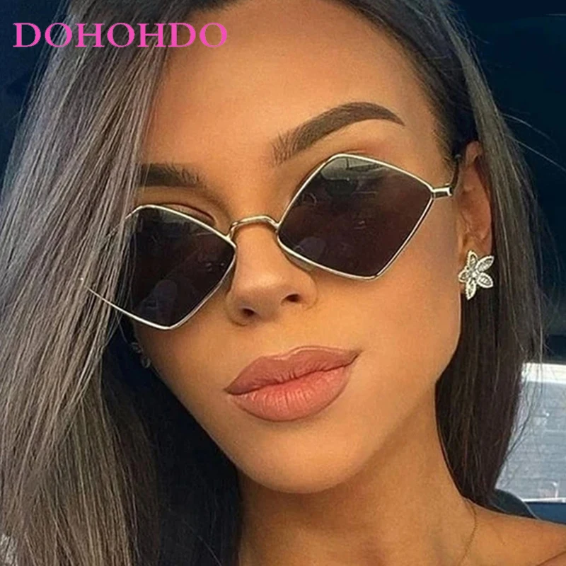 Fashion Small Polygonal Sunglasses Women Luxury Brand Metal Frame Sun Glasses Ladies Hipster Sexy Rhombus Shades Vintage UV400