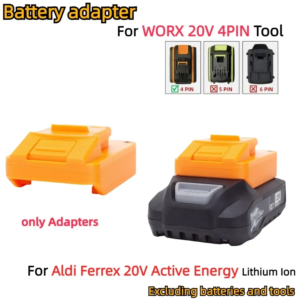 Akku-Adapter-Konverter für Aldi Ferrex 20 V Active Energy Lithium-Akku auf WORX 20 V 4PIN Akku-Bohrschrauber (nur Adapter)