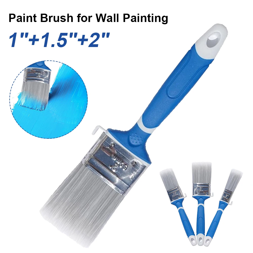 Paint Brush for Wall Painting Chip Brush Flat Brush 1 1.5 2 Inch Rubber Handle for Water-Based Paint Stains Varnish Interior