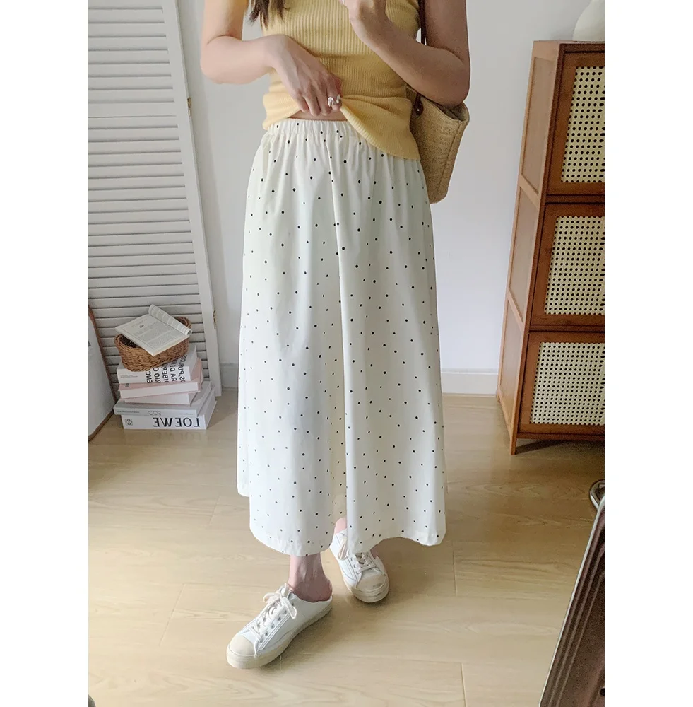 

High Waist Polka Dot ASYMMETRIC Skirt Women's Summer New Style Apricot Color Midi Skirt Elegant Small Stature UVPF Protection